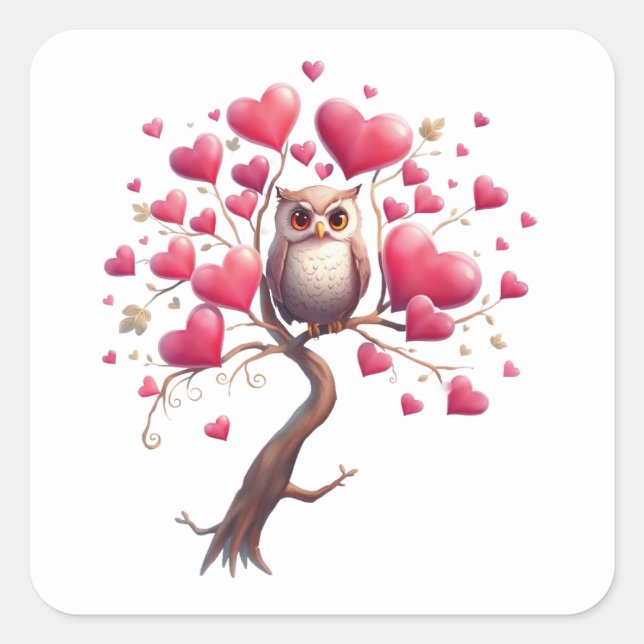 Stickers Chouette Romantique (Devant)