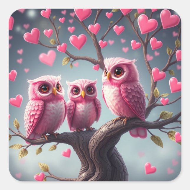 Stickers Chouette Romantique (Devant)