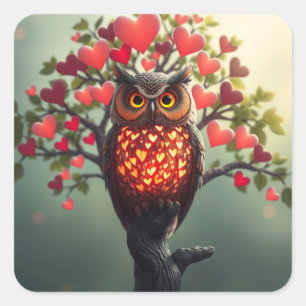 Stickers Chouette Romantique