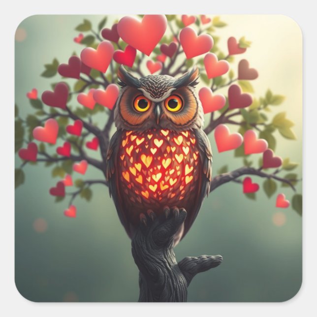 Stickers Chouette Romantique (Devant)