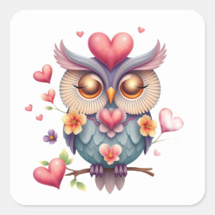 Stickers Chouette Romantique