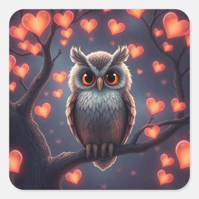 Stickers Chouette Romantique (Devant)