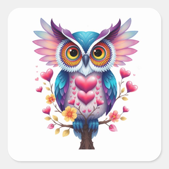 Stickers Chouette Romantique (Devant)