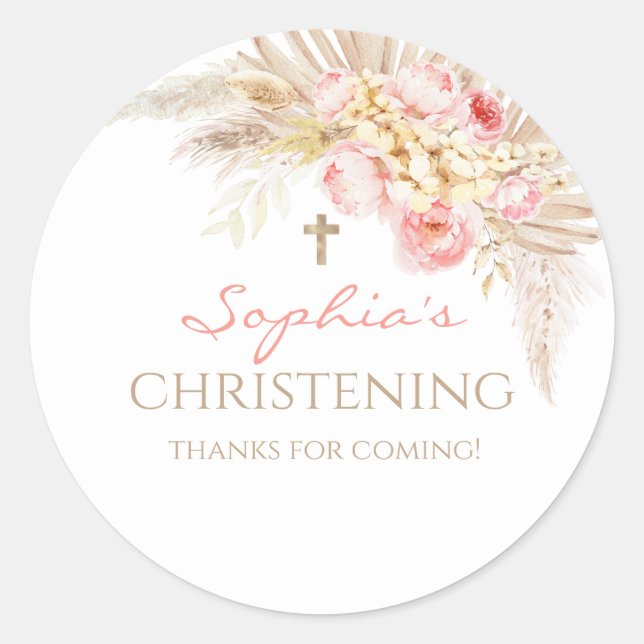 Stickers Christening Boho Girl Rose Gold (Devant)