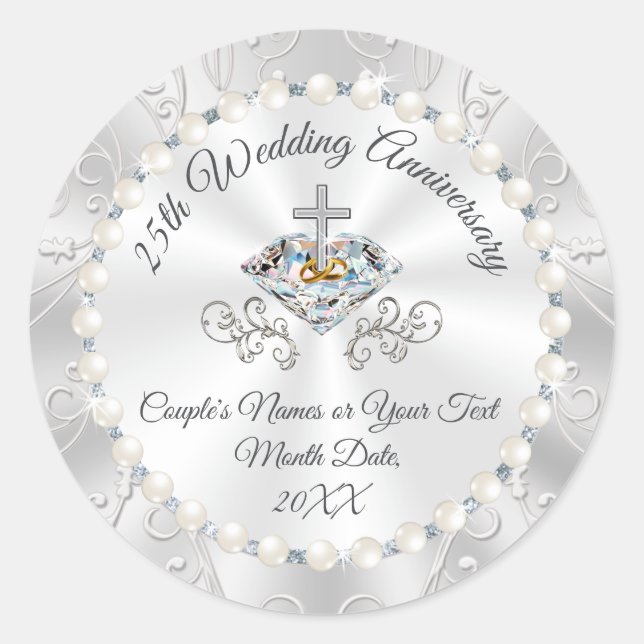 Stickers Christian 25e anniversaire pour enveloppe (Devant)