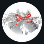 Stickers Christmas Bells<br><div class="desc">Cet autocollant de grande taille est présenté avec une impression festive de cloches en argent de Noël. Customisez cet objet ou achetez tel quel.</div>