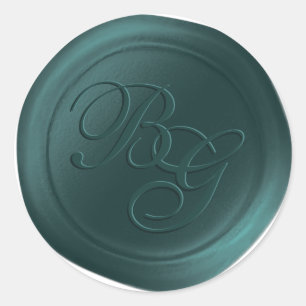 Stickers cire à double monogramme Turquoise foncé