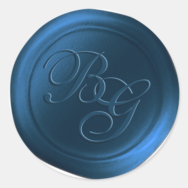 Stickers cire bleu foncé double monogramme (Devant)