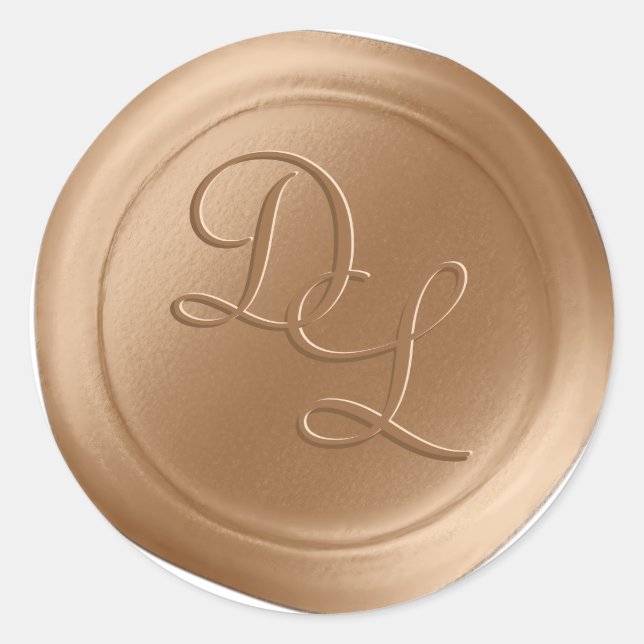 Stickers cire d'amande beige 2 lettres Monogramme (Devant)