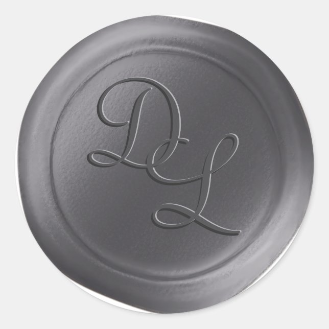 Stickers cire en acier gris 2 lettre Monogramme (Devant)