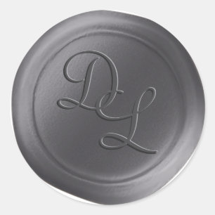 Stickers cire en acier gris 2 lettre Monogramme