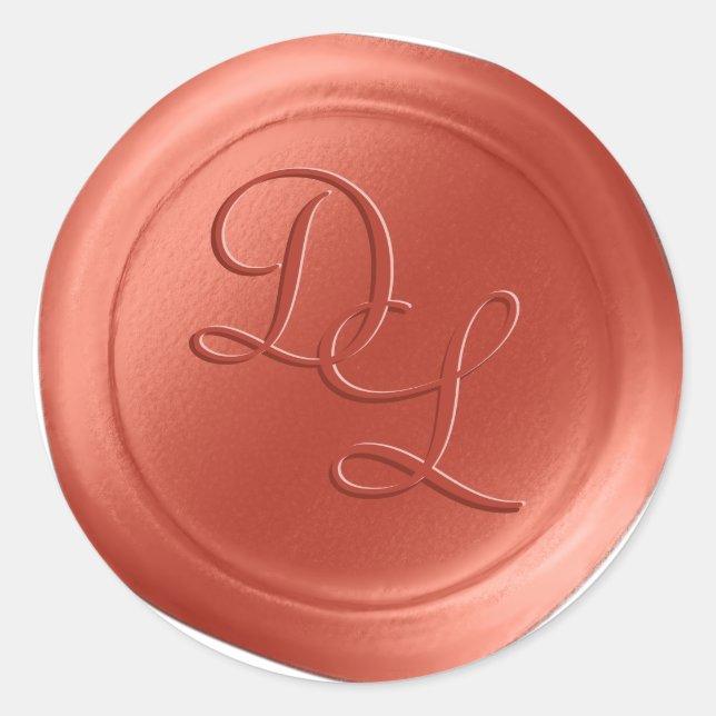 Stickers cire en terre cuite 2 lettres Monogramme (Devant)