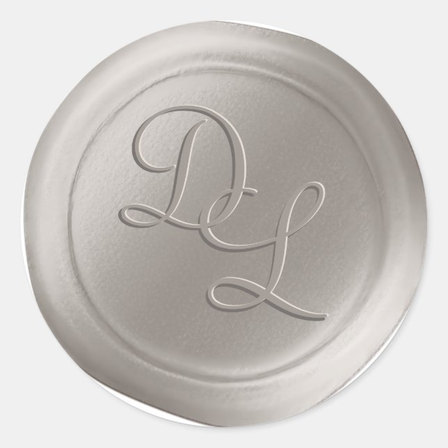 Stickers cire ivoire beige 2 lettres Monogramme (Devant)