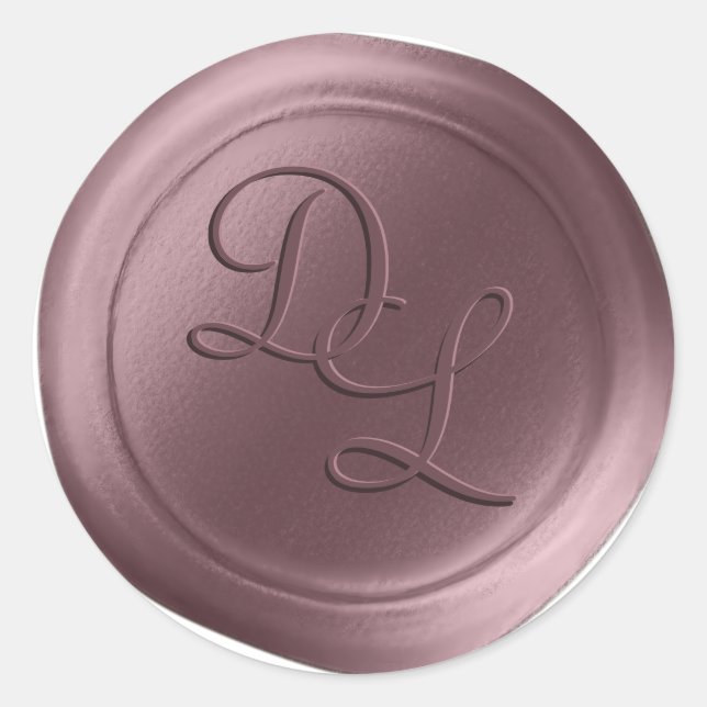 Stickers cire Mauve violet 2 lettres Monogramme (Devant)