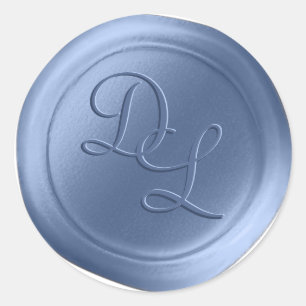 Stickers cire Monogramme bleu 2 lettres