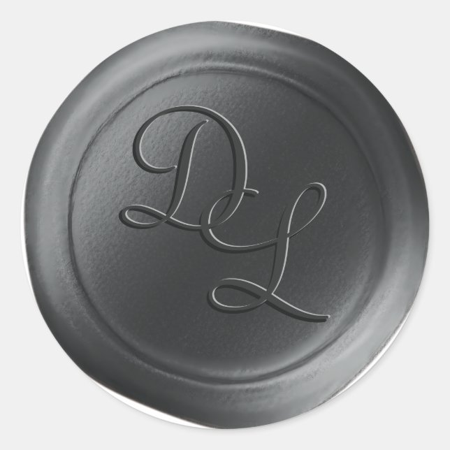 Stickers cire monogramme gris foncé 2 lettres (Devant)