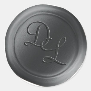 Stickers cire monogramme gris foncé 2 lettres