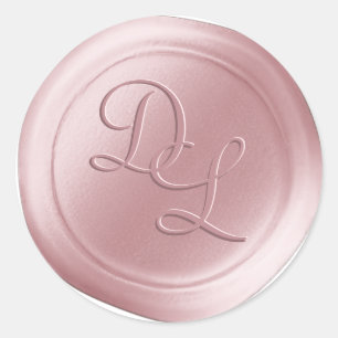 Stickers cire monogramme rose 2 lettres