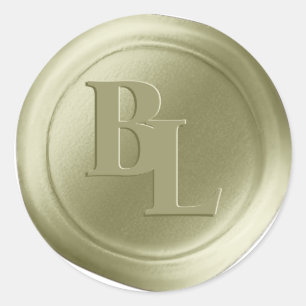 Stickers cire or ambre double monogramme