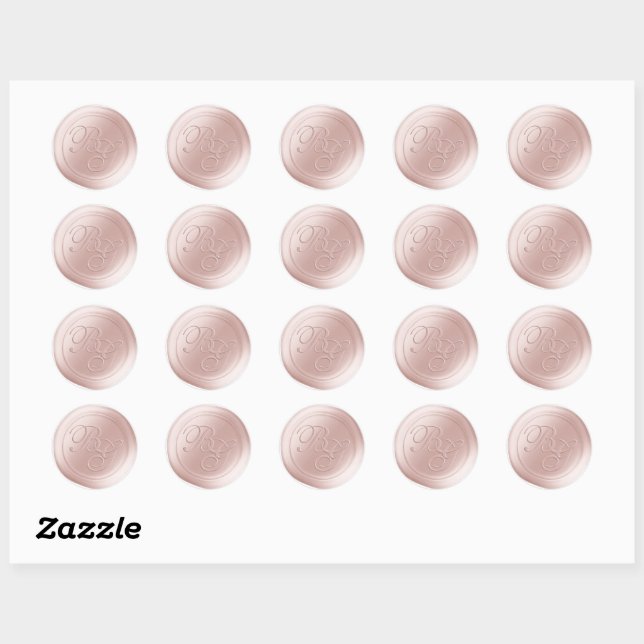 Stickers cire rose double monogramme (Feuille)