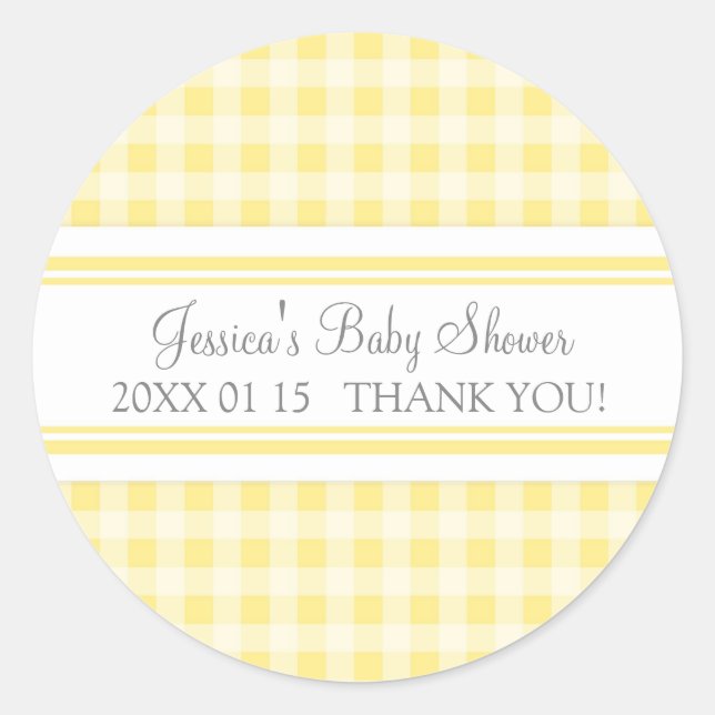 Stickers Citron En vichy Baby shower Favoriser (Devant)