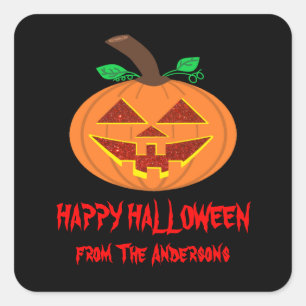 Stickers Citrouille d'Halloween Eyed Rouge