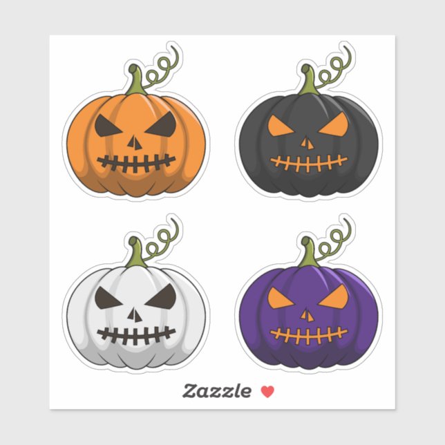 Stickers Citrouille Éffrayant Halloween 4PC - Mult (Feuille)