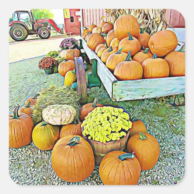 Stickers citrouille Halloween Floral Automne (Devant)