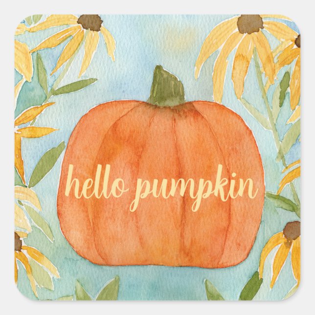 Stickers Citrouille Hello Aquarelle d'automne (Devant)