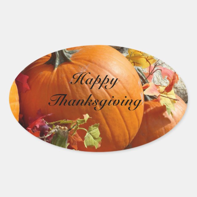 Stickers Citrouille ovale bon thanksgiving (Devant)