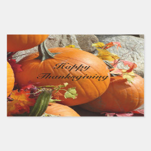 Stickers Citrouille Rectangle bon thanksgiving
