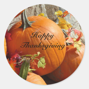 Stickers Citrouille rond bon thanksgiving