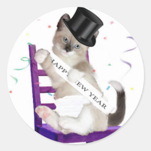 Stickers Classic de Nouvel An Kitten