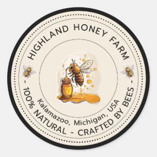 Stickers Classic Pure Honey Round Design modifiabl