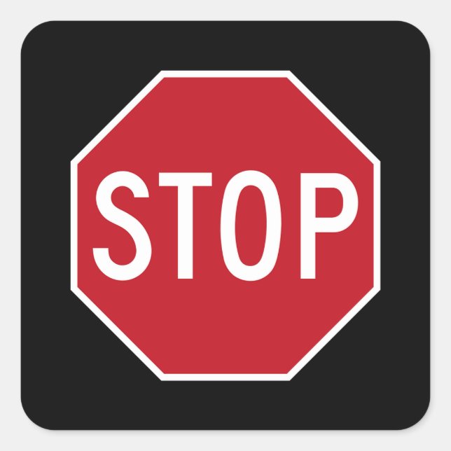 Stickers Classic Red USA Stop Road Black Stickers (Devant)