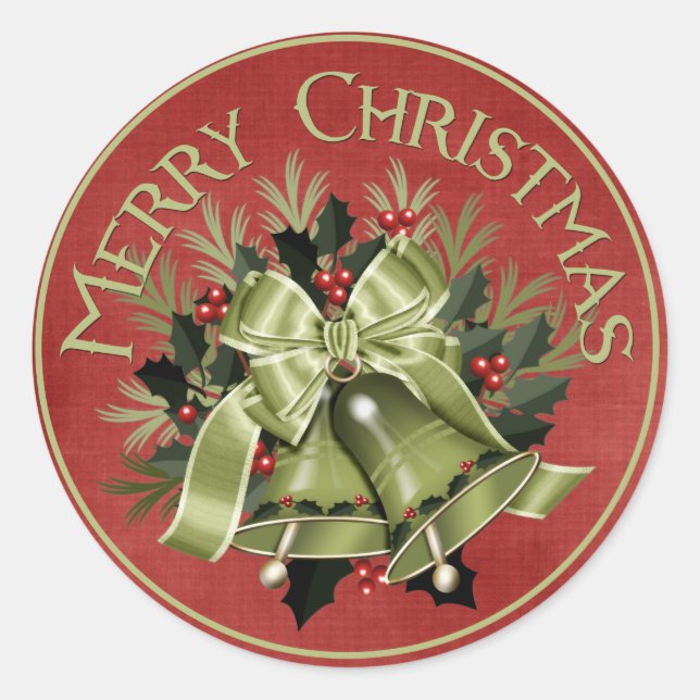 Stickers Cloches Joyeux Noël Vert Vacances (Devant)