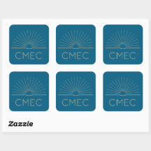Stickers CMEC - carré, bleu avec pêche, 3"x3"