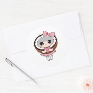 Stickers Coconut Kawaii Cute, Stickers Lady Coconu