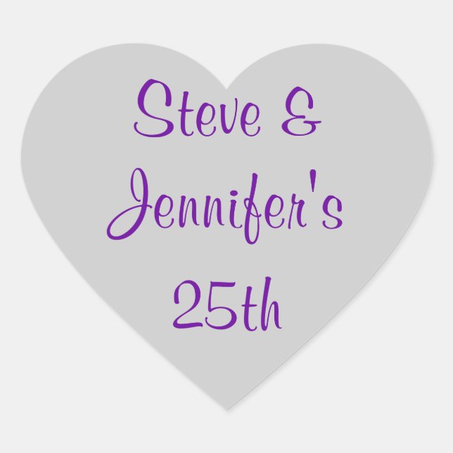 Stickers Coeur 25e anniversaire Mariage d'argent 2 (Devant)