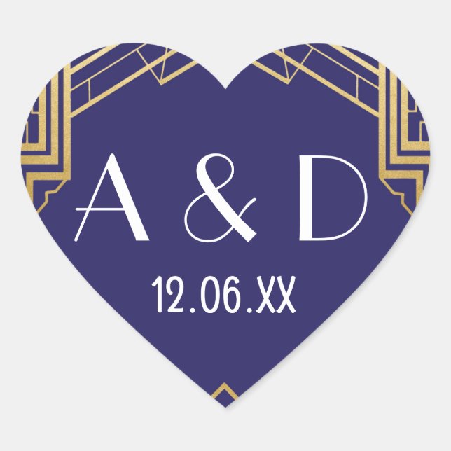 Stickers Coeur Art Déco Gatsby Étiquette années 19 (Devant)