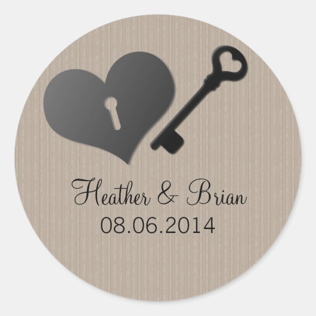 Stickers Coeur Beige et Stickers Mariage Clé (Devant)
