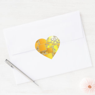 Stickers Coeur carré jaune et orange