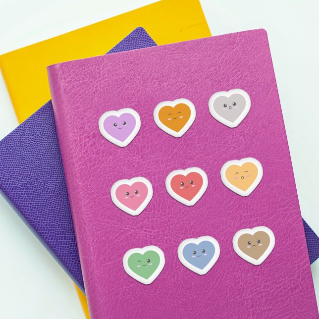 Stickers Coeur coloré joli ensemble (Cute Colorful Heart Stickers Set)