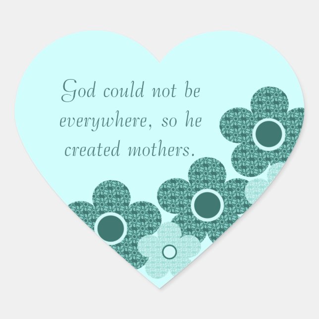 Stickers Coeur de Fleur Créée par Dieu, Turquoise (Devant)