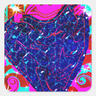 Stickers Coeur de la grenouille rose