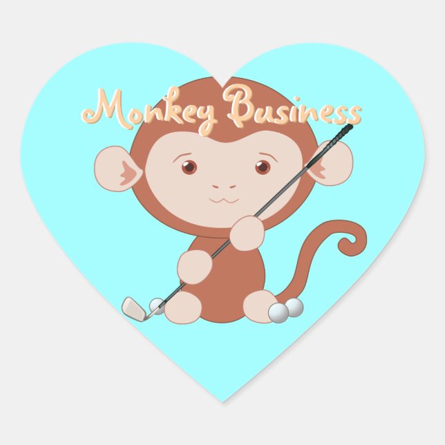 Stickers Coeur de singe de golf (Devant)