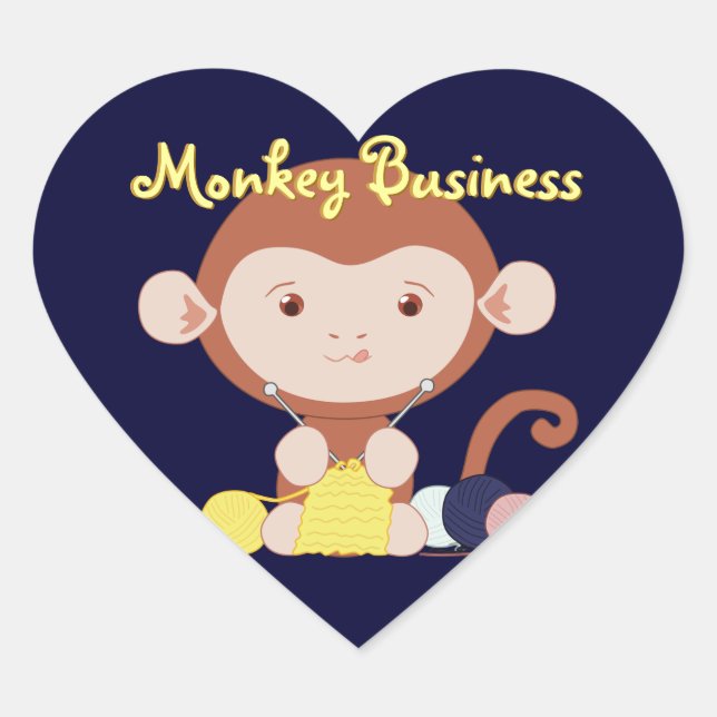 Stickers Coeur de singe tricot (Devant)