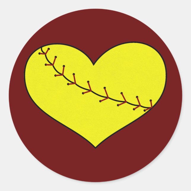 Stickers Coeur de softball rapide (Devant)