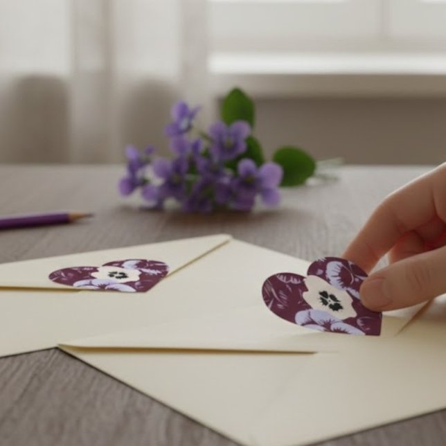 Stickers "Cœur de Violettes" – Autocollant Floral (Créateur téléchargé)