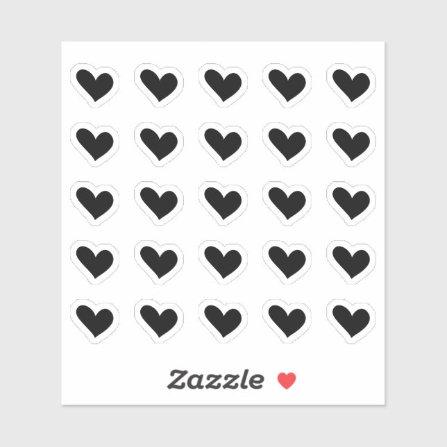 Stickers Coeur Doodle Noir (Feuille)